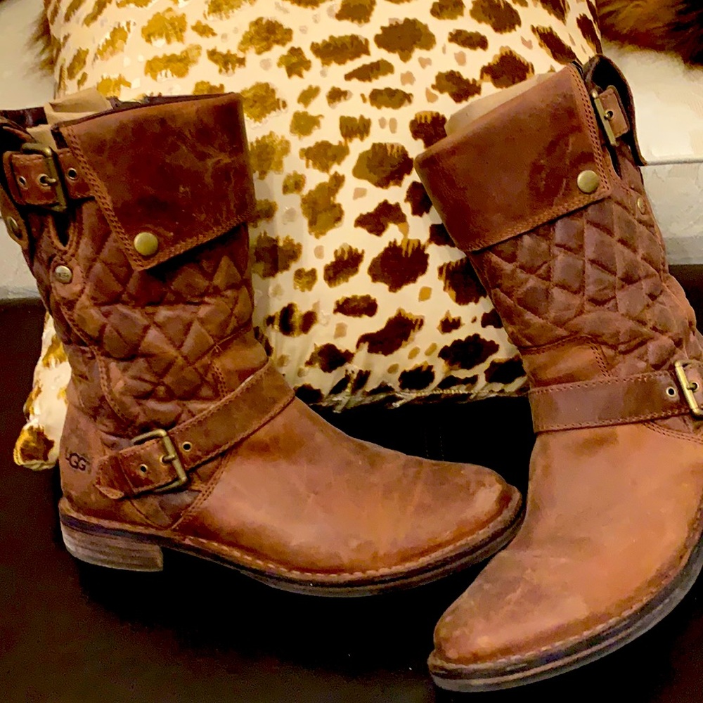 UGG Women’s Brown Quilted Leather Boots